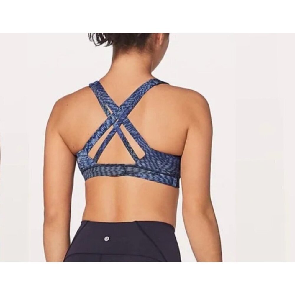 Lululemon Stash N’ Run Bra Size 4 Blue Black Gym Yoga Active Athletic Running - Picture 2 of 11